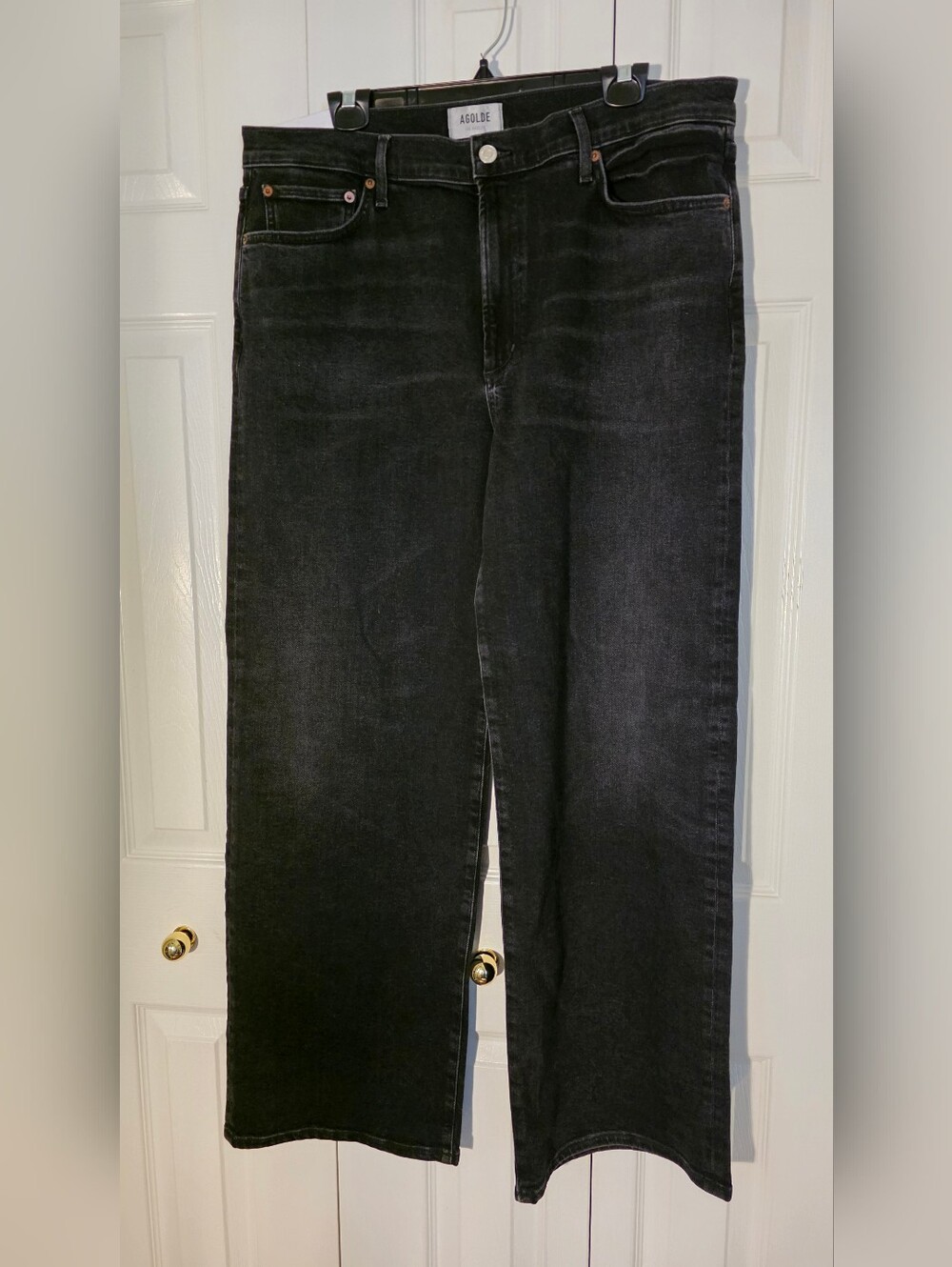 AGOLDE Harper Jean Mid Rise Relaxed Straight Jeans In Hush(washes Black)  33 - Picture 2 of 16